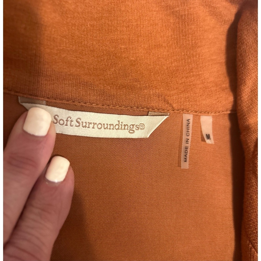 Soft Surroundings Santa Rosa Burnt Orange Tencel Toggle Jacket Pockets Medium - Picture 4 of 9